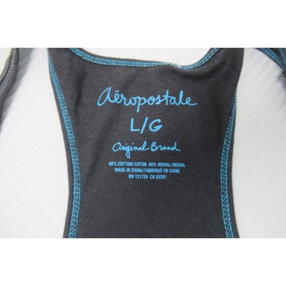 Aeropostale Women's Tank Top Large Floral Sequin Racerback Full Graphic NEW Blue - Picture 3 of 7